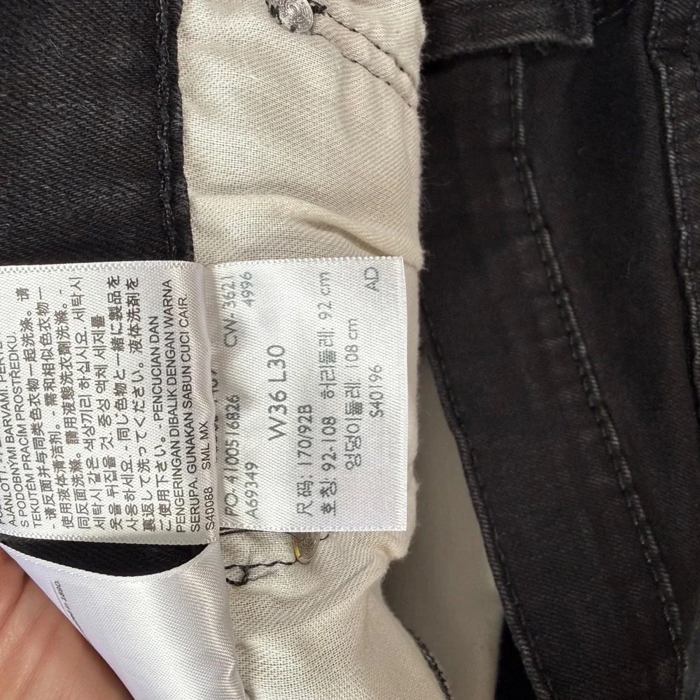 Levis 505 Regular Fit Black Jeans Mens W36 L30 Straight Leg Denim Pants